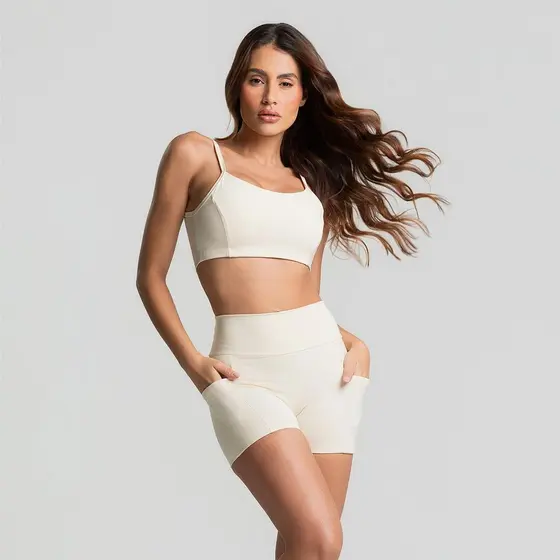 Conjunto Poli Top e Short  com Bolso Fitness para Academia Treino Zero Transparência