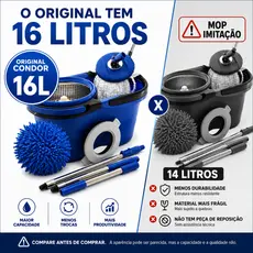 Balde Perfect Mop Pro 360 Inox Com 3 Refis Azul