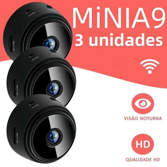 Câmera Mini WiFi Modelo A9 Alta Definição com Visão Noturna — Câmera de Monitoramento 1080P