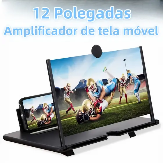 Amplificador de Tela 3D Dobrável, Suporte para Celular 12 Polegadas