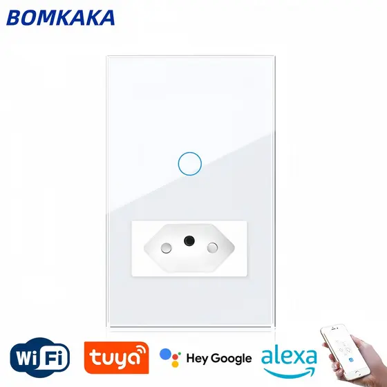 Tomada Wi-Fi com Interruptor Inteligente (1 ou 2 Botões) — Compatível com Alexa e Google