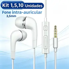 Fone de Ouvido Intra‑auricular J5 Original Atacado, Som Estéreo, Redução de Ruído, com Microfone e Pino 3,5mm
