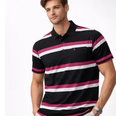 Camiseta Polo Masculina Listrada Macia Confortável 100% Poliéster 12 cores