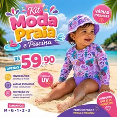 kit Bebê Blusa com Proteção Solar UV+Tapa Fralda(Calcinha do biquini) e+Chapéu- Moda Praia e Piscina Menina M ao 3