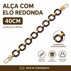 Alça para bolsa com elo redonda - 40cm