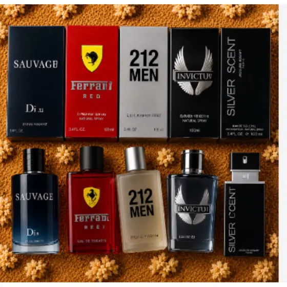Kit 5 Perfumes Masculinos 100ml | Fragrâncias Variadas de Alta Fixação | Ideal para Present