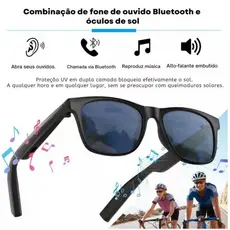 Óculos Inteligentes com AI: Chamada de Voz, Reprodução de Música, Óculos de Sol com Protetor Solar e Assistente de Voz