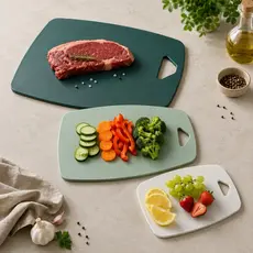 Kit 3 Tábuas De Carne Legumes Frutas Multiuso Cozinha Polipropileno Rígida Antibacteriana (P/M/G)