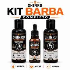 Kit Para Barba  3 em 1 Shampoo  Balm e Óleo