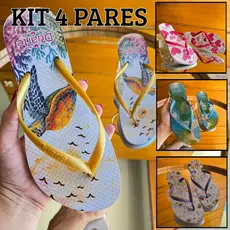 Kit 4 pares de chinelo feminino confortavel minimalista estiloso
