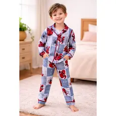 Pijama Infantil Americano Masculino Manga Longa  Estampa Homem-Aranha Bluey Patrulha Canina Mickey Suede Premium