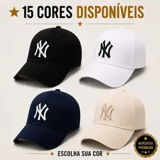 Boné New York NY Bordado, Aba Curva, Unissex, Regulagem Ajustável, Blogueira - ENVIO IMEDIATO