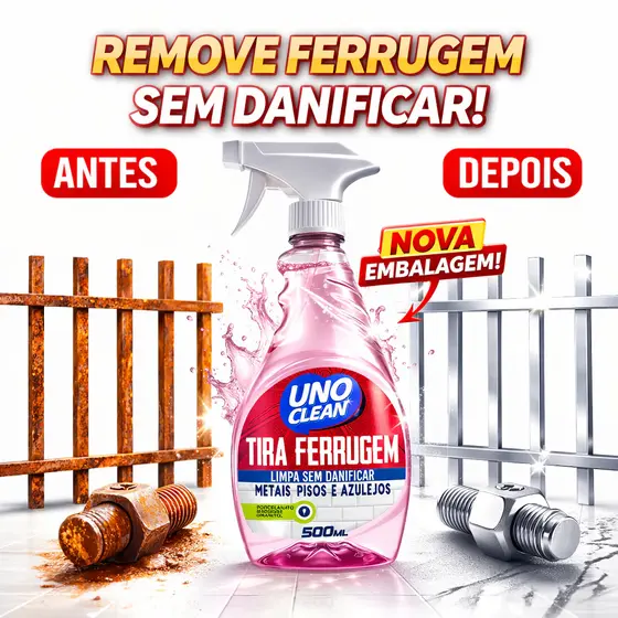 Tira Ferrugem Uno Clean 500Ml Profissional Inox Metal Ferragens Piso Oxidacao Ferragens Azulejo