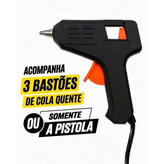 Pistola de Cola Quente Pequena Acompanha 03 Bastões de Cola Fino Espessura do Bastões 7,5 × 300 mm Ou Somente A Pistola