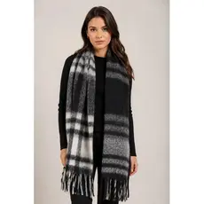 Cachecol Feminino Xadrez Grande 50x280cm com Franjas Echarpe Elegante Inverno Macio Quente Casual