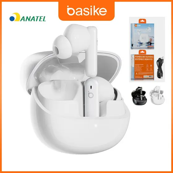 Basike Os fones de ouvido Bluetooth TWS da contam com cancelamento de ruído duplo, latência zero e resistência à água