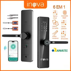 INOVA Tuya APP Fechadura Digital Biométrica Inteligente Com Corpo De Trava YS-12884-black
