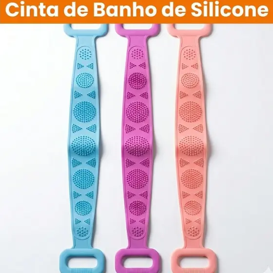 Esponja Massageadora Silicone Para Banho Lava Costa Anti Bacteriano Bucha Esfoliação Cores Sortido