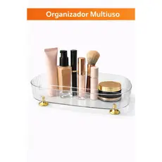 Caixa Organizadora Transparente Acrílico Pezinhos Multiuso Para Maquiagens Esmaltes Decorativo Luxo