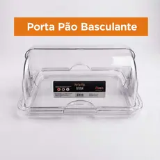 Porta Pão Transparente Cristal Ou Fumê Tampa Basculante Organizador De Cozinha Conserva o Pão Doces