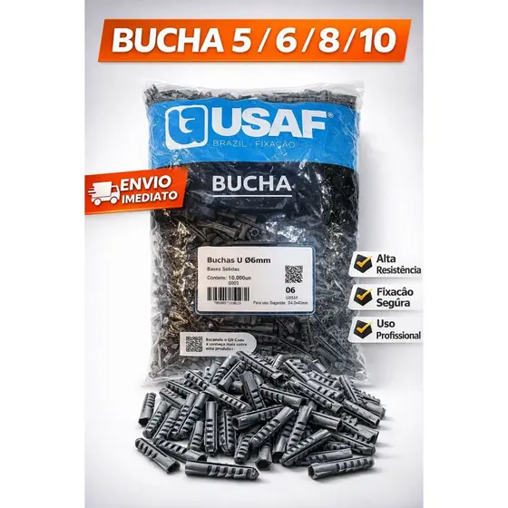 Kit Bucha Para Parafuso PP 5 6 8 10 Alta Resitência Concreto Azulejo Tijolo Azulejo Fixação Forte