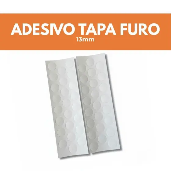 Kit Cartelas 48 Adesivos Tapa Furo Branco TX PVC 13mm Autoadesivo Acabamento Moveis MDF