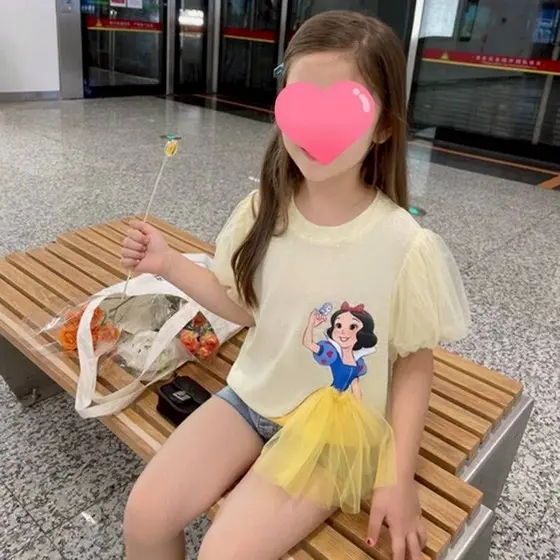 Camiseta Infantil Princesinha com Tule – Menina | 2 a 7 Anos
