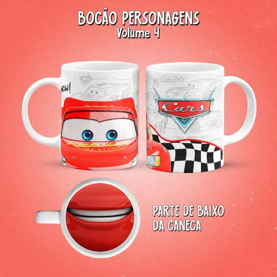 Caneca Bocão Personagens Carros