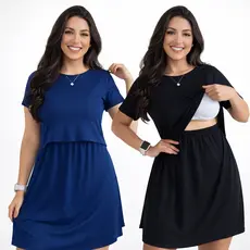 Vestido Amamentação Gestante Pós Parto Saida Maternidade Casual Gravida Amamentar Camisola