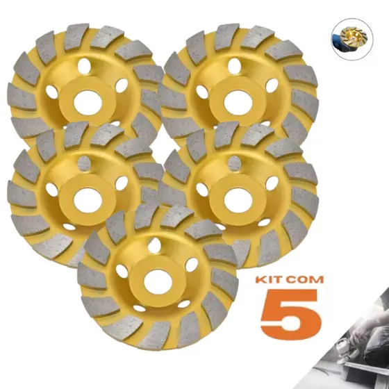 Discos Desbaste Esmerilhadeira Concreto 115mm Dourado Diamantado Rebolo Corte Preciso
