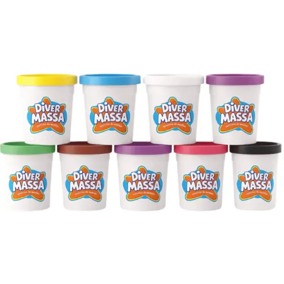 Kit 10/24/48 Potes de Massinha de Modelar Diver Massa - Cores Sortidas Divertoys