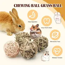 Mais Vendido: Brinquedos Naturais para Roer e Atividade de Pequenos Animais (Coelhos, Pássaros, Papagaios), Bolas de Rat