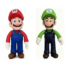 Kit Super Mario: Boneco Super Mario Articulado 23cm + Boneco Luigi Articulado 23cm