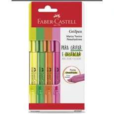 Marca Texto- Faber Castell Grifpen 4 Cores Marcador Destacar Faber-castell