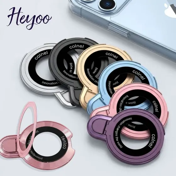 Suporte Magnético Ultrafino para Celular, Anel Metálico Dobrável, Compatível com Carregamento Sem Fio