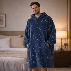 Blusão Masculino Plus Size Ultra Soft Fleece Pijama Com Capuz Bolsos Tecido Fofinho Manta