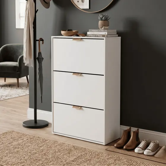 Sapateira Para Calçados 3 Portas Basculante Armário Vertical Multiuso