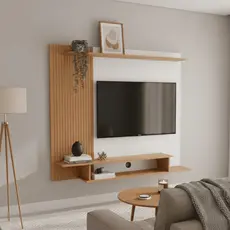 Painel Moderno para Tv 43 Polegadas Suspenso Estante Nicho Sala de Estar