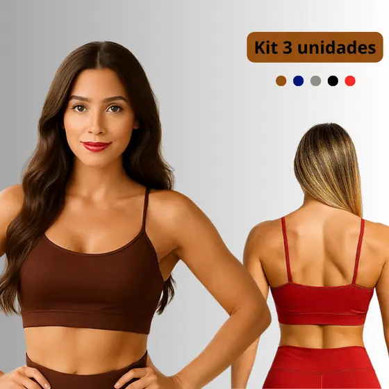 Kit Top Academia Feminino Alça Fina Fitness Confortável Treino Academia Ginástica  Esportivo alta sustentação com forro