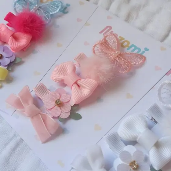 Kit 5 mini presilhas de cabelo para bebê ideal para festas ou batizado ou ensaio newborn