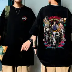 Camiseta Masculina Camisa Unissex BR.halo Camiseta Oversize Algodão Anime Pilares Demon Slayer Masculina Feminina Street