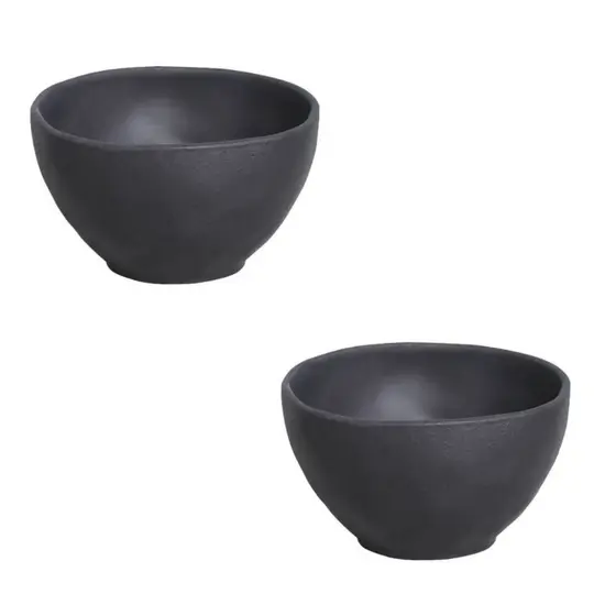 Kit 2 Tigelas Cumbuca Caldos Sopas Cereais Bowl Preto Matte Porto Brasil 1ª Linha Orgânico Cerâmica