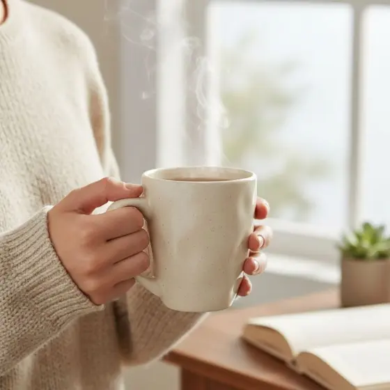 Xícara Caneca De Café E Chá Em Cerâmica Para Casa E Escritório 390ml Grande Orgânica Modelo Duna