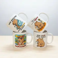 Caneca Cerâmica Divertida Frases Capivara Tendência Ideal Para Presente 320ml - 1un