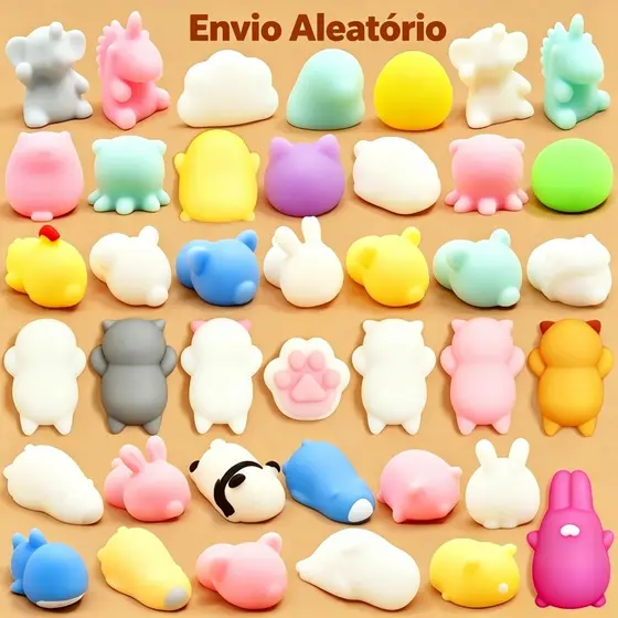 Kit 10/20/30 Unidades Squishy Mochi Bichinho Macio Brinquedo Anti‑Estresse Sensorial Brinquedo De Apertar Para Crianças
