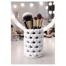 Porta Caneta Decorativo 3D com Corações – Organizador de Mesa e Porta Pincel de Maquiagem