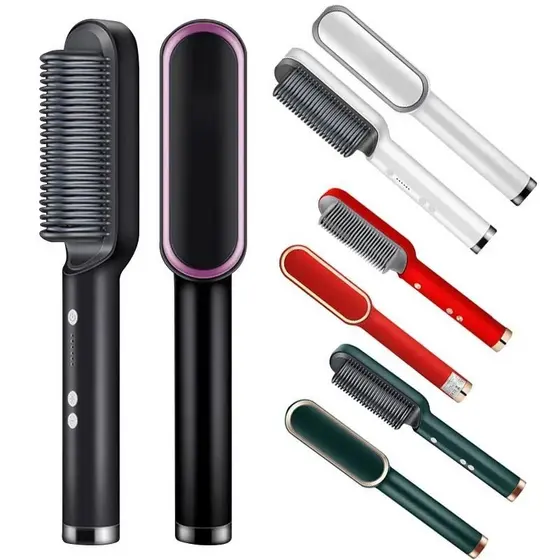 Escova Alisadora de Cabelo Portátil Infravermelha 2 em 1, Escova Elétrica para Alisamento de Cabelo para Mulheres