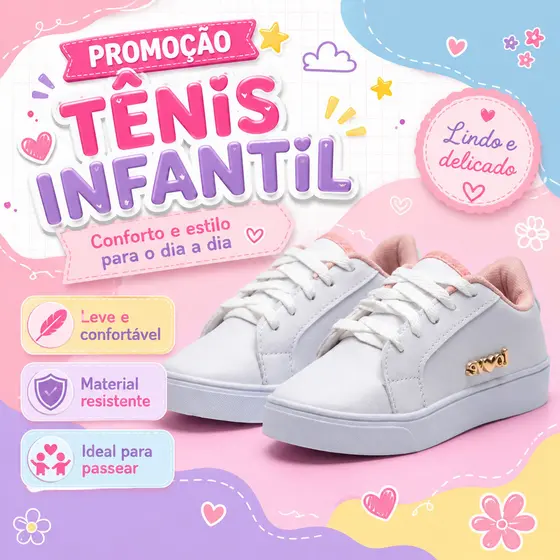 Sapato Infantil Feminino Menina Fashion Leve Para Crianças Que Amam Estilo E Conforto