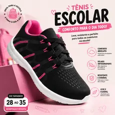 Tênis Infantil Feminino Leve E Confortável Para Escola Passeios E Atividades Diárias