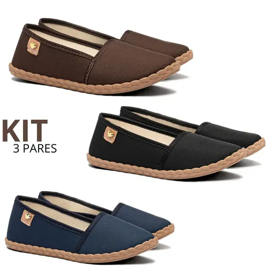 Combo 1 2 e 3 Pares Sapatilha Feminina Antiderrapante Flexível